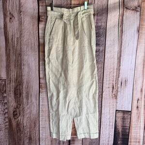 & Other Stories‎ Linen Trousers US 2 NWT High Rise Cuffed Beige Summer Pants